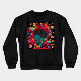 skeleton in floral crown ecopop art Crewneck Sweatshirt